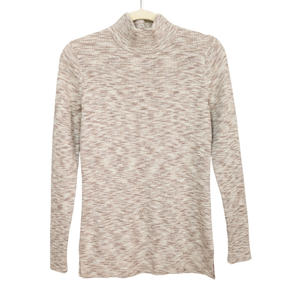 MARKET & SPRUCE Brown Rhea Spacedye Mock Neck Rib Knit Sweater Women's Small - Picture 1 of 5
